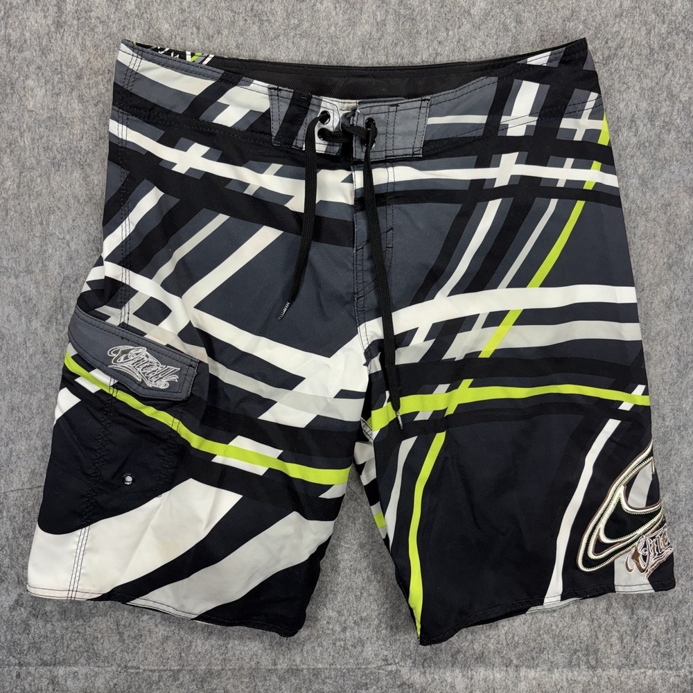Vintage Y2K Oneill Board Short Trunks Men's 33‎ x 11 Baggy Surf Green Black